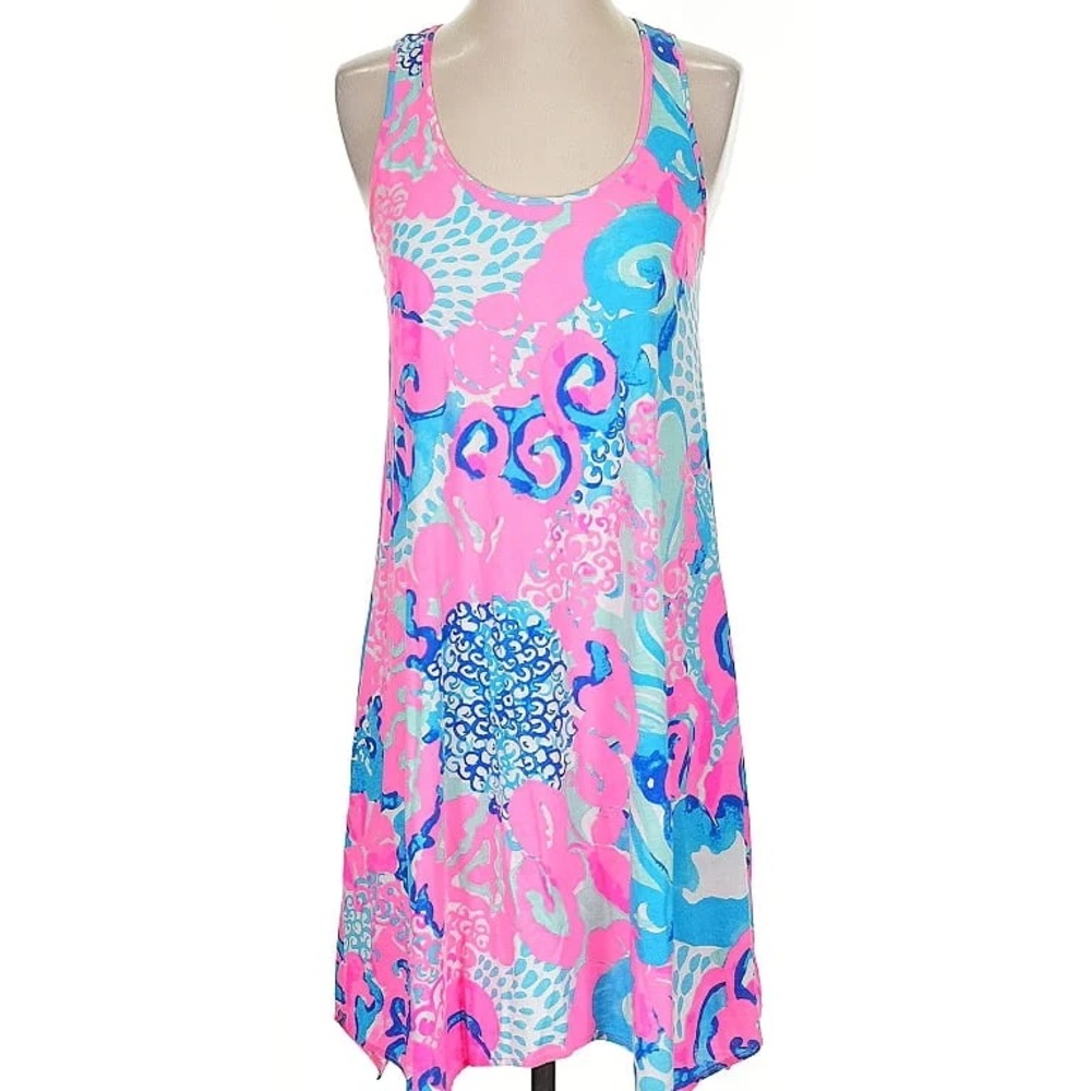 Lilly Pulitzer Melle Trapeze Dress Coral Reef - I'm so Jelly. Size XL